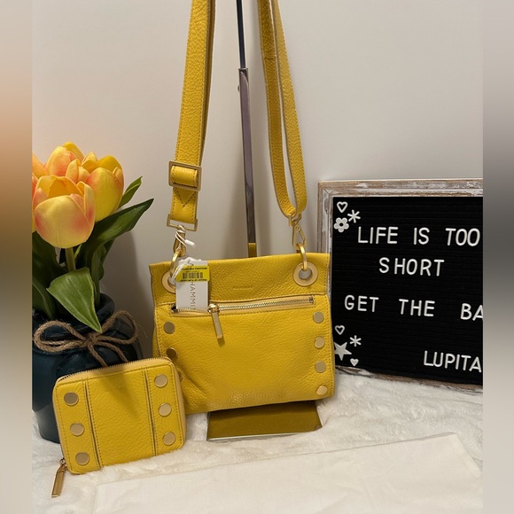 Hammitt Tony Gold Tone Grommet Studded Leather Crossbody Bag and wallet set - Picture 3 of 15